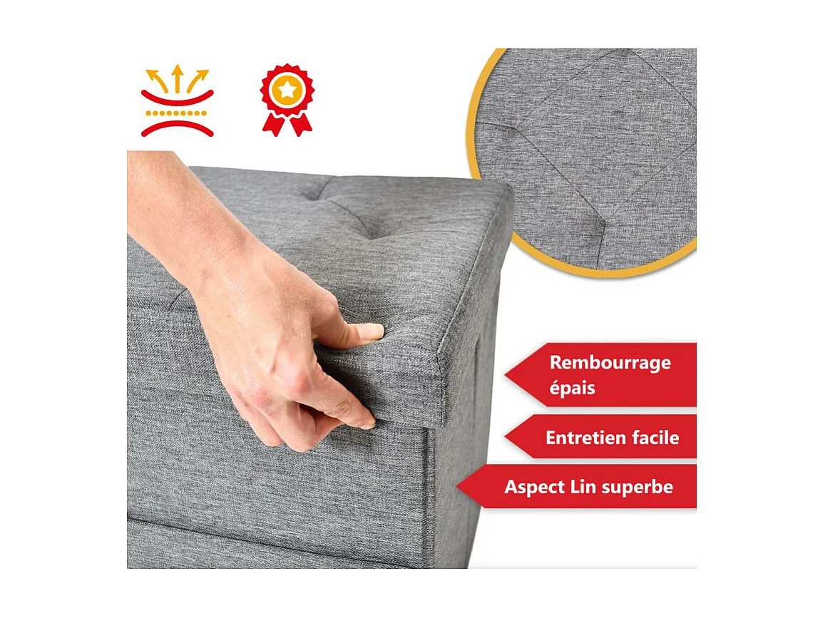 Banc de Rangement avec coffre et tiroirs 2 places 77x40x38cm