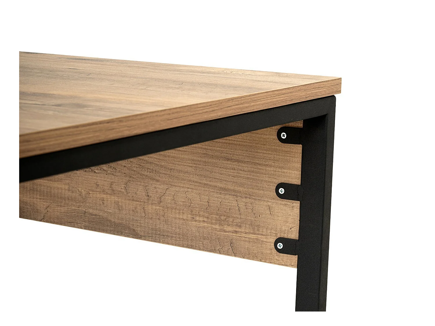 Bureau double avec rangements - Coloris : Naturel et noir - DERVILO