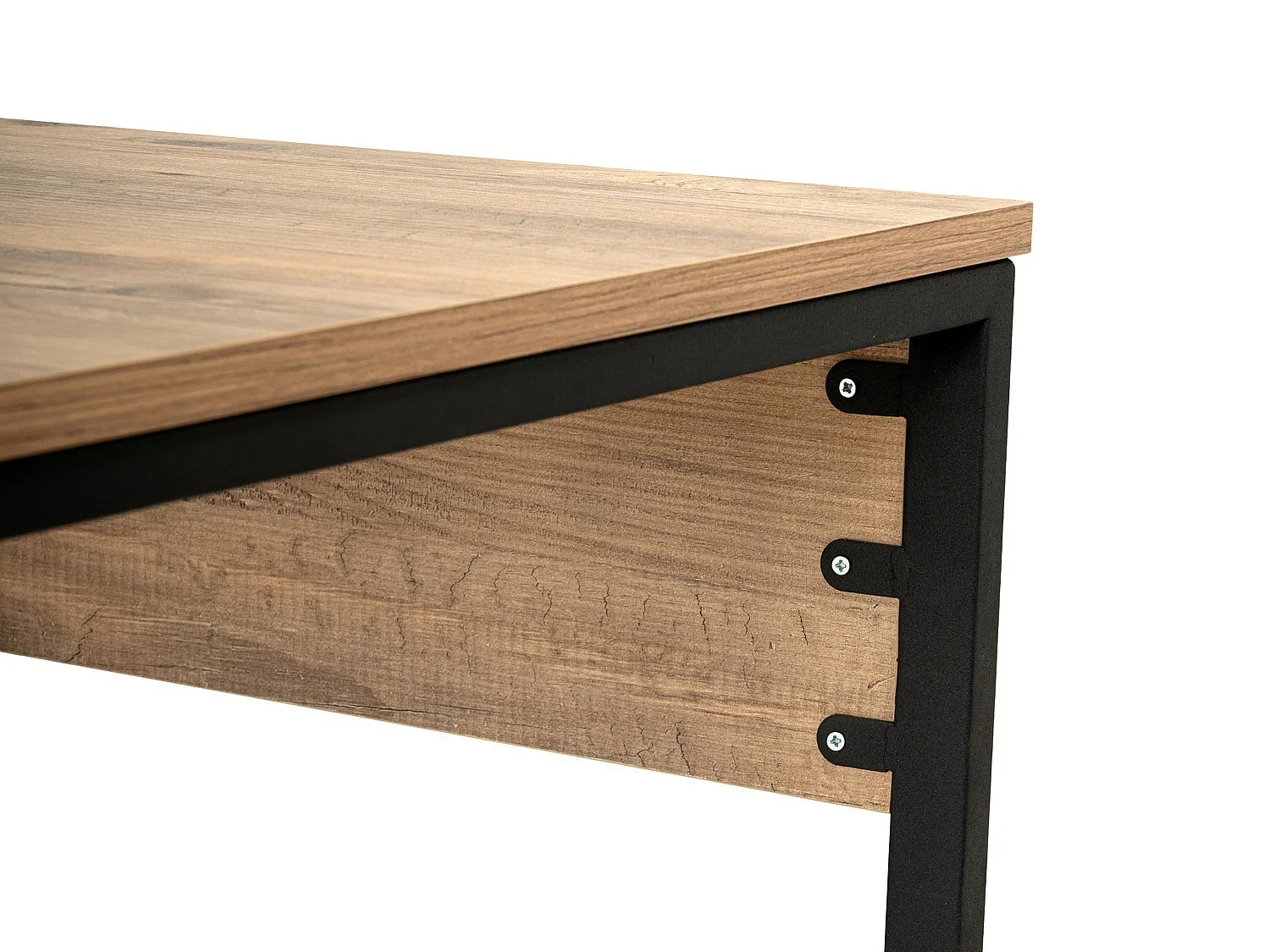 Dubbelt skrivbord med förvaringsutrymmen - Färg: Naturlig och svart - DERVILO