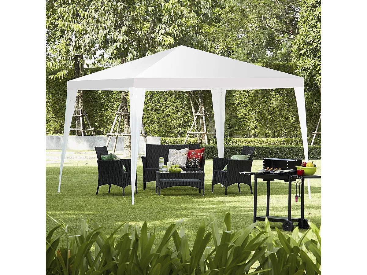 Tonnelle de Jardin Instantanée Pliable 3x3 M, Tente de Jardin avec Piquets Cordes à Vent, Auvent Commercial d'Extérieur pour Jardin Plage Marché Aux Puces Auvent Instantané Commercial, Blanc