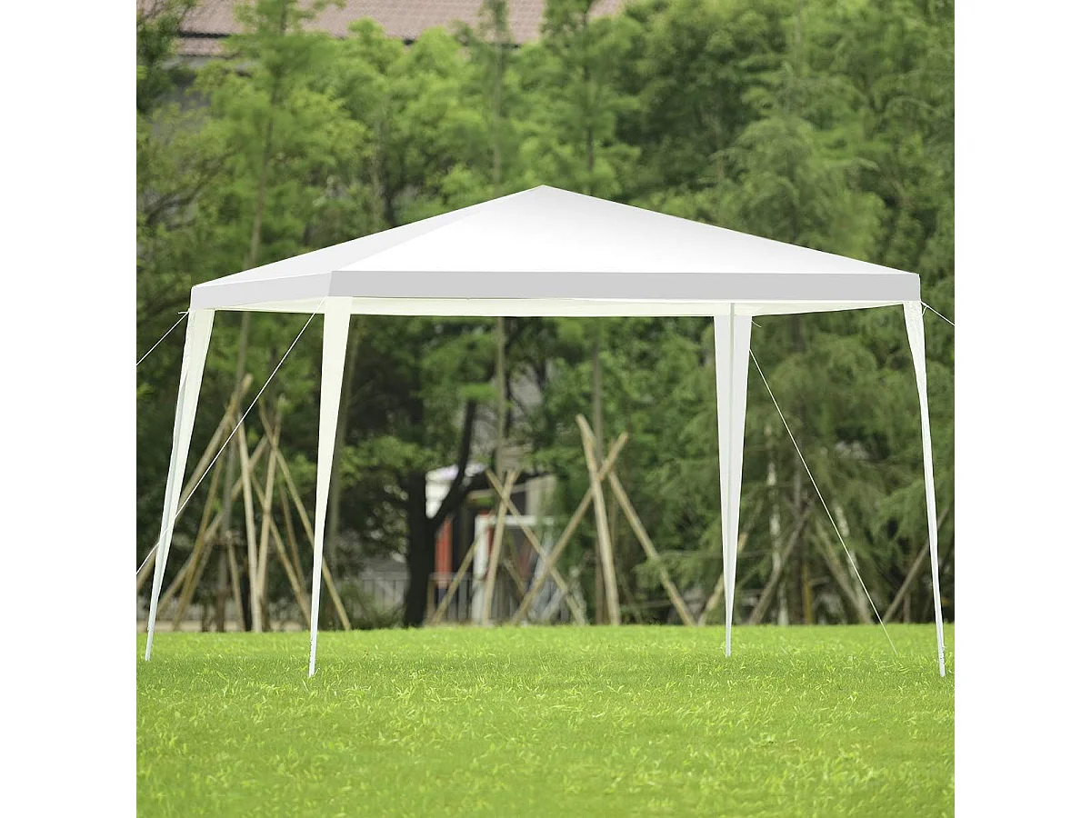 Tonnelle de Jardin Instantanée Pliable 3x3 M, Tente de Jardin avec Piquets Cordes à Vent, Auvent Commercial d'Extérieur pour Jardin Plage Marché Aux Puces Auvent Instantané Commercial, Blanc