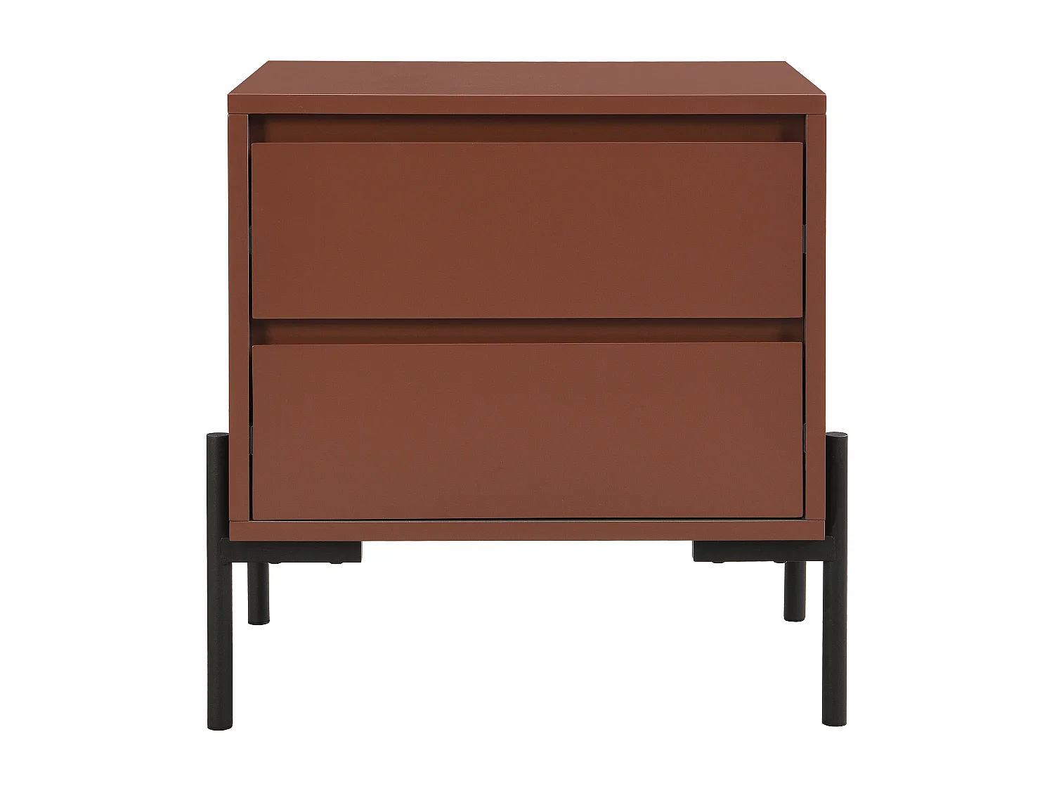 Lot de 2 tables de chevet 2 tiroirs - MDF et métal - Terracotta et noir - KORASA de Pascal Morabito