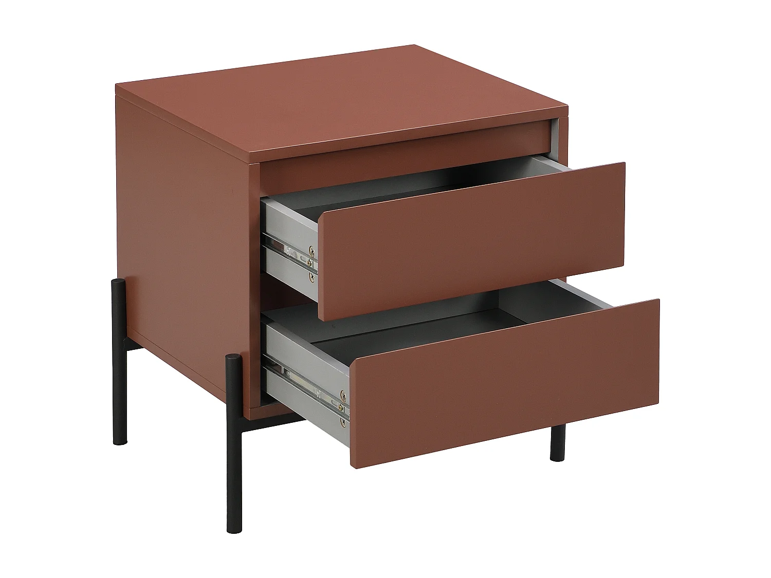 Lot de 2 tables de chevet 2 tiroirs - MDF et métal - Terracotta et noir - KORASA de Pascal Morabito