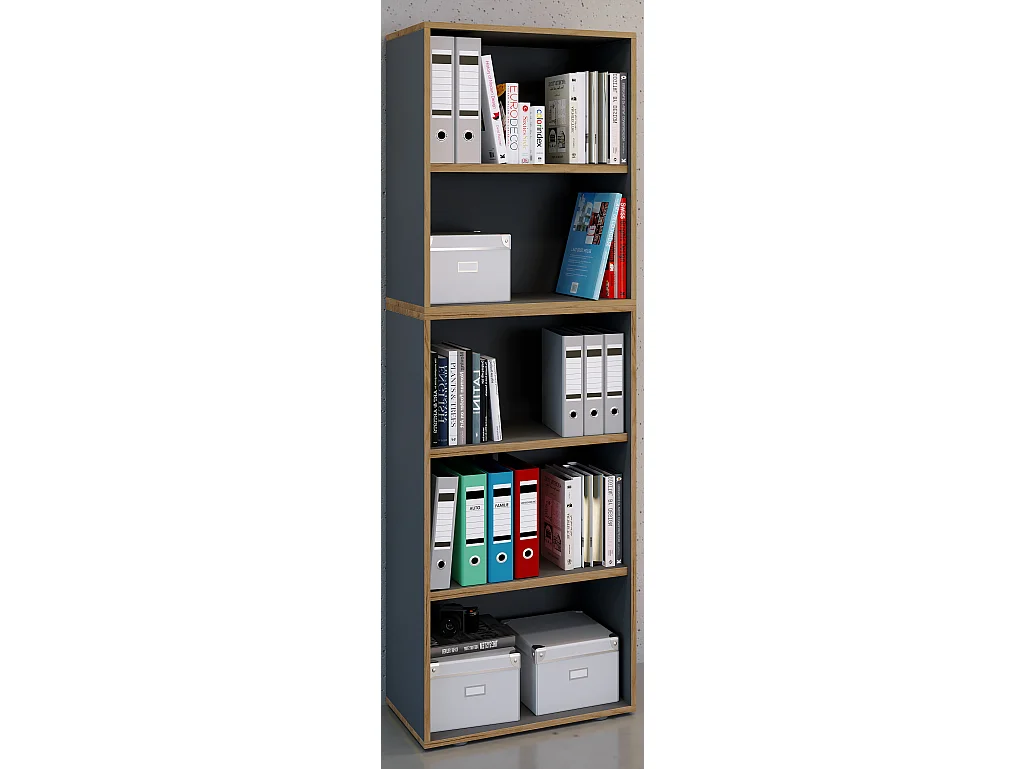 Office Shelf & Bookcase Salia Anthracite W. 60 x H. 183 x D. 33 cm