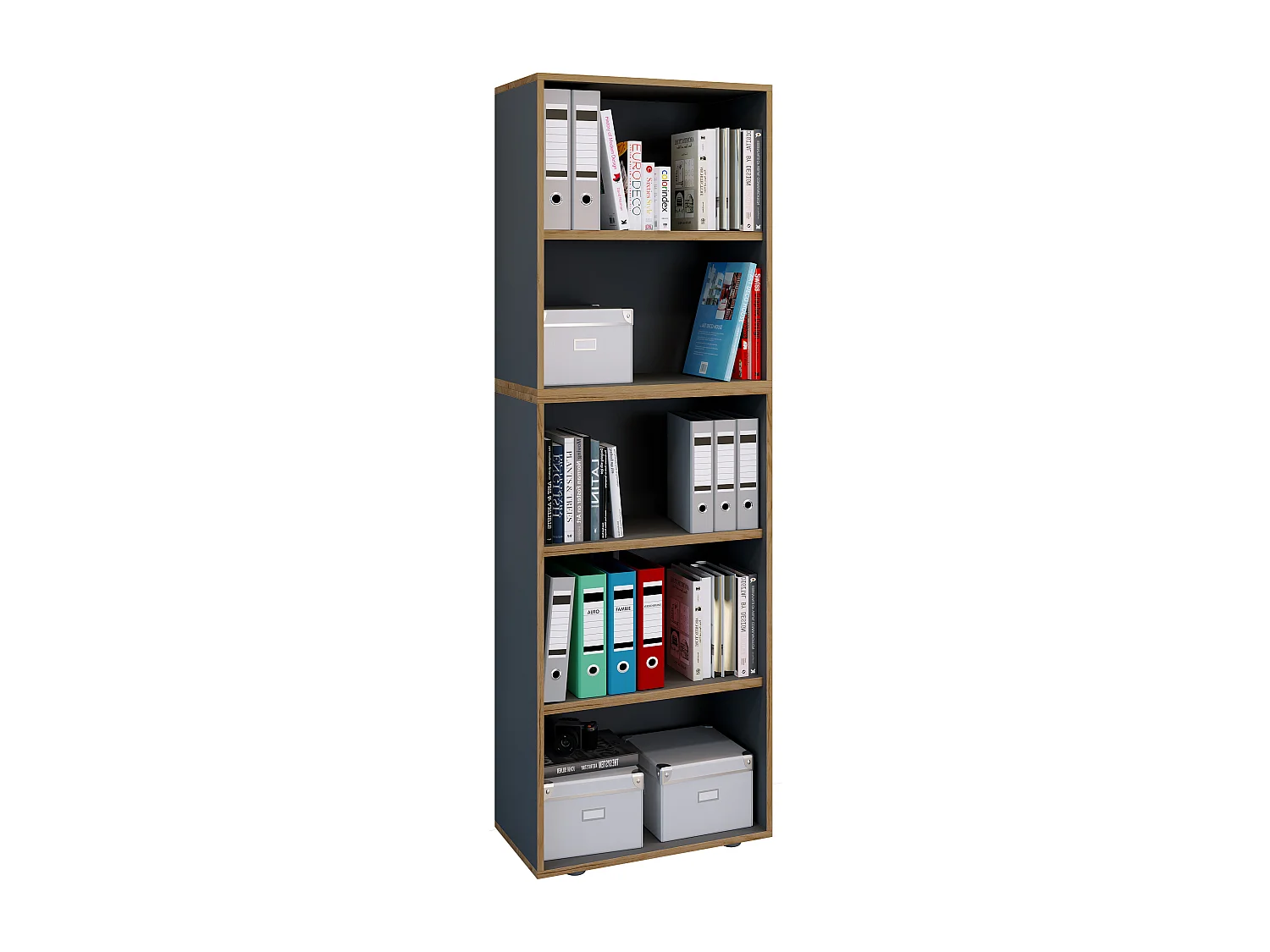 Office Shelf & Bookcase Salia Anthracite W. 60 x H. 183 x D. 33 cm