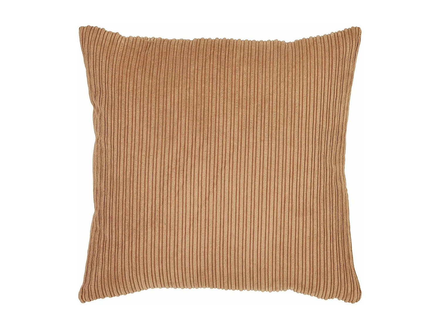 AUREL - Coussin Déco Carré Rayé Velours Marron Clair