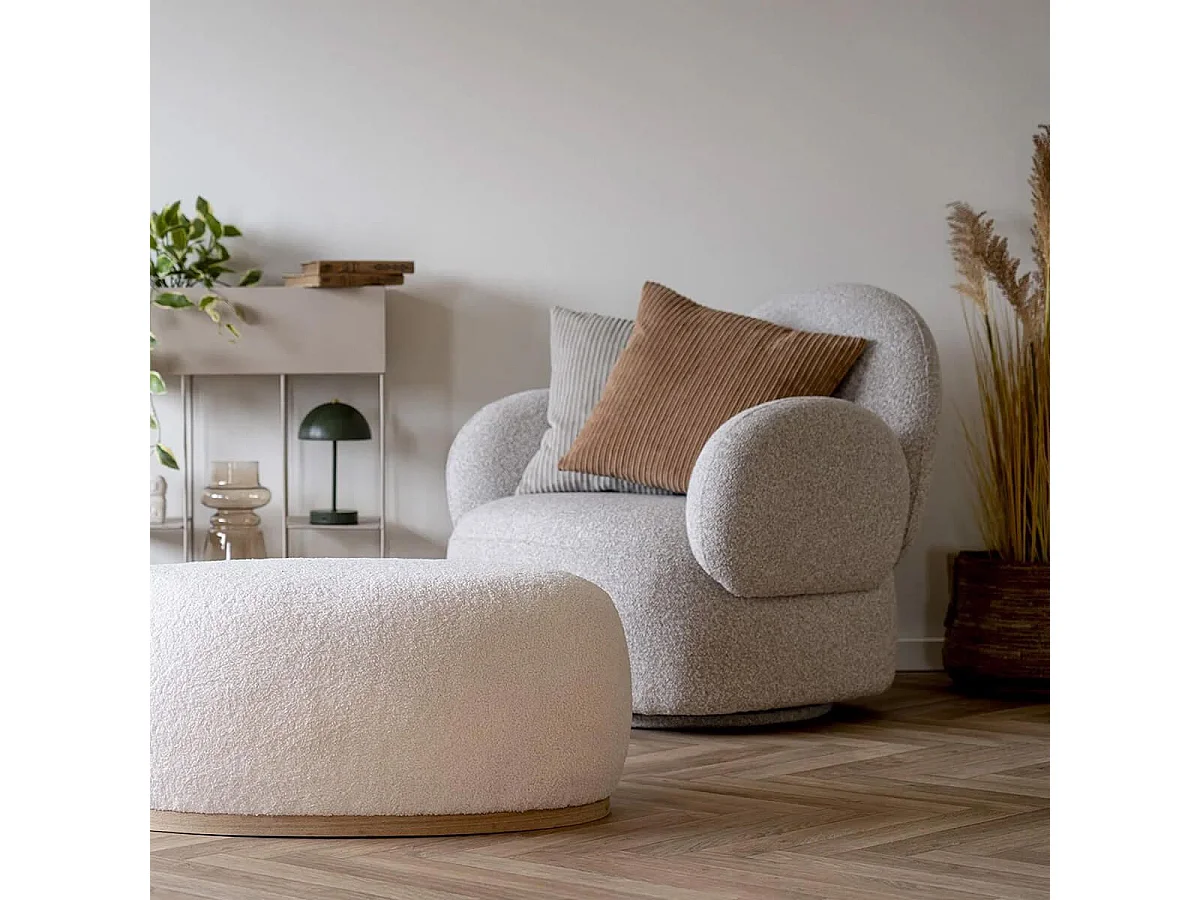 AUREL - Coussin Déco Carré Rayé Velours Marron Clair