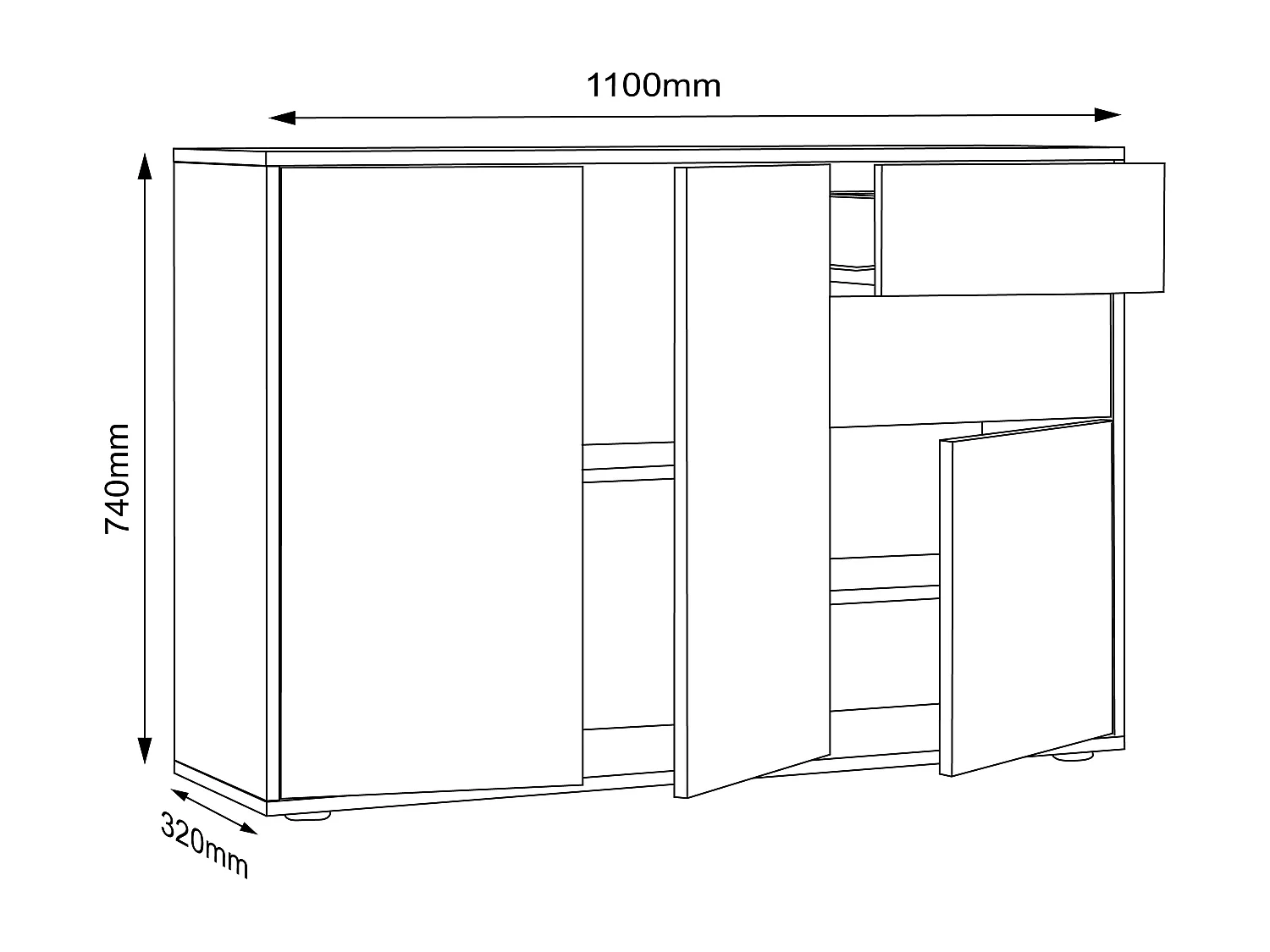 Chest of drawers & sideboards Salia Anthracite H. 74 x W. 110 x D. 33 cm
