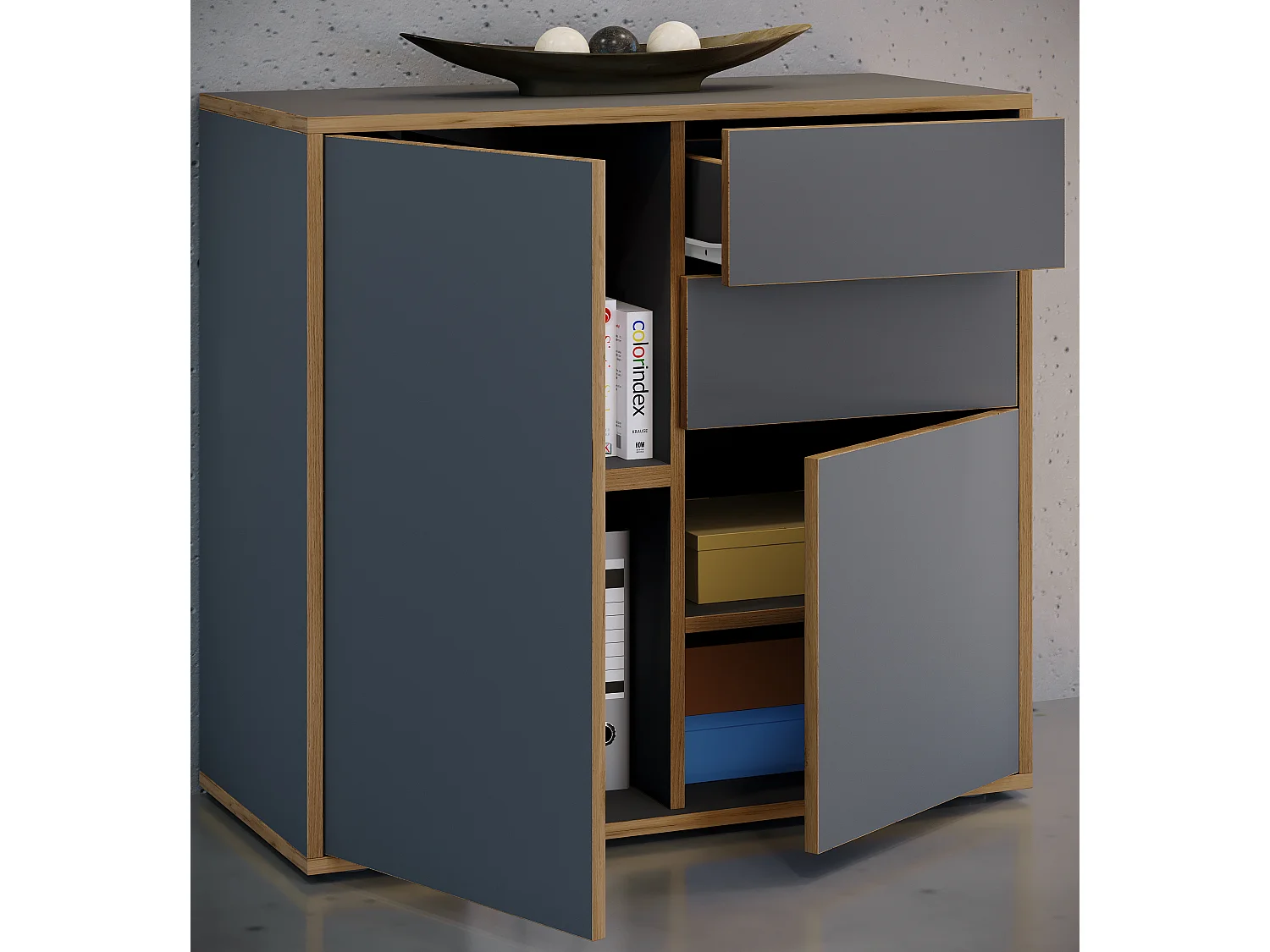 Chest of drawers & sideboards Salia Anthracite H. 74 x W. 79 x D. 33cm