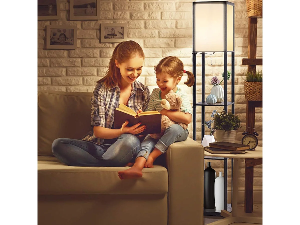 Lampadaire avec 3 niveaux etagère 220-240v,60w (ampoule non inclus)