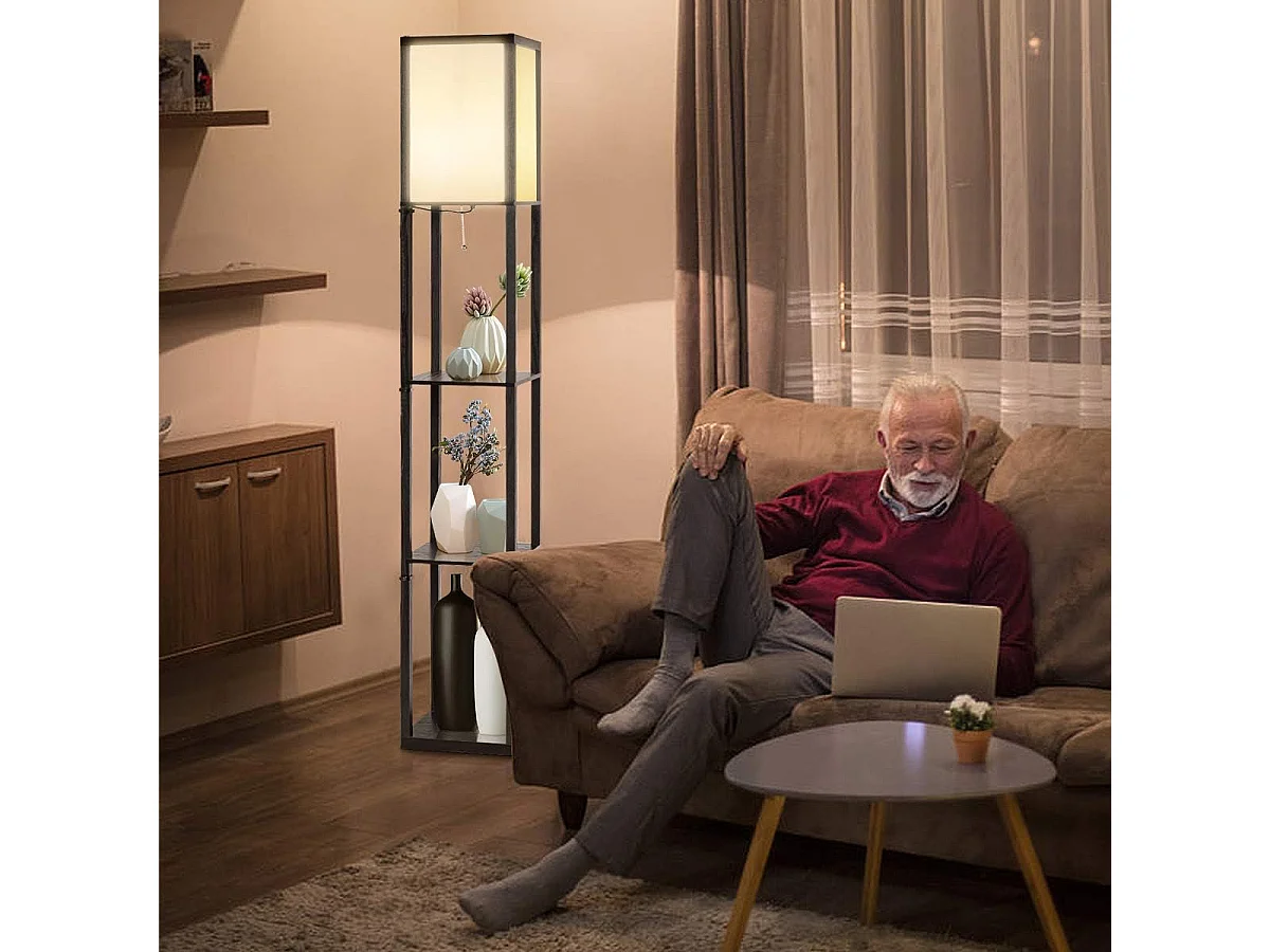 Lampadaire avec 3 niveaux etagère 220-240v,60w (ampoule non inclus)