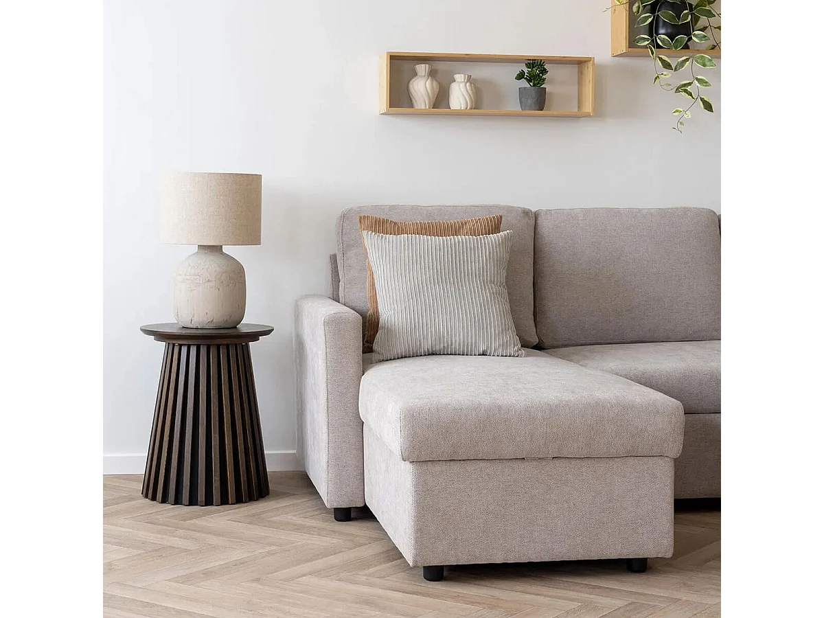 AUREL - Coussin Déco Carré Rayé Velours Sable