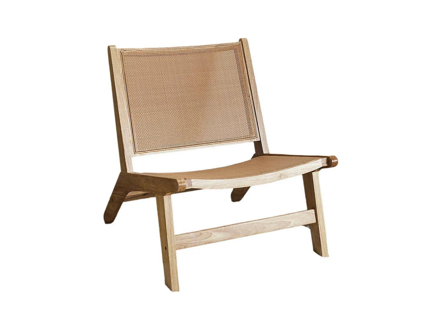 MAYA - Fauteuil Bas Effet Bois et Façades Rotin