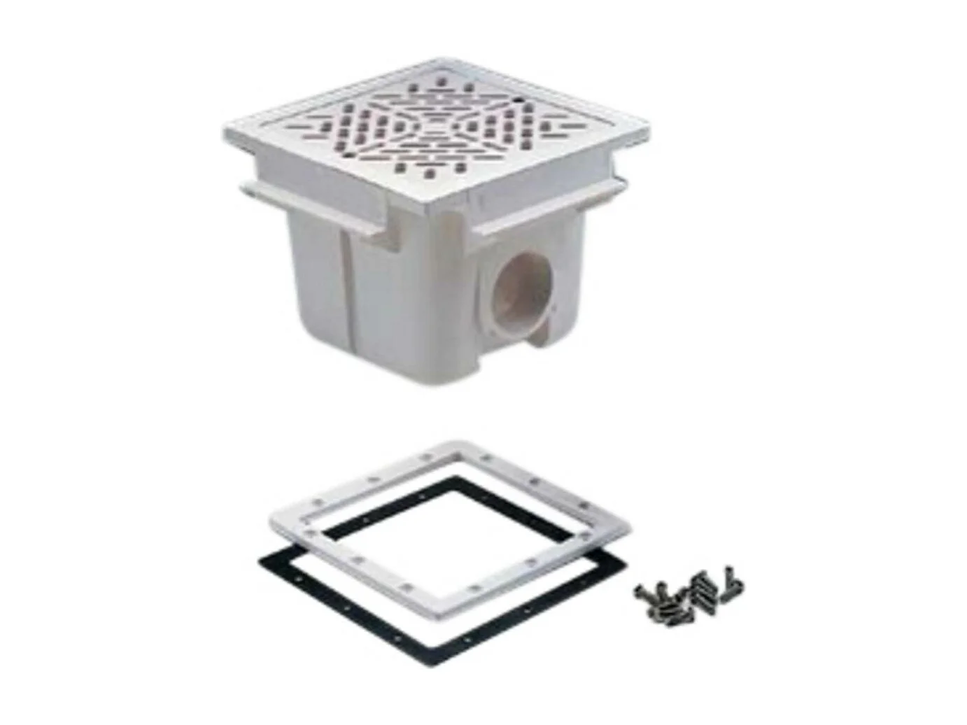 Bonde de fond carrée 210 x 210 mm avec grille ABS - Blanc