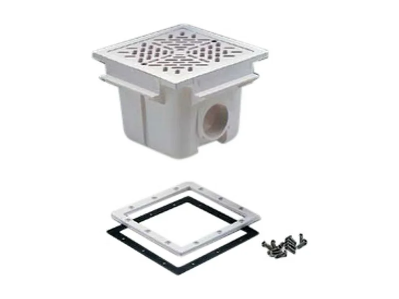 Bonde de fond carrée 210 x 210 mm avec grille ABS - Blanc