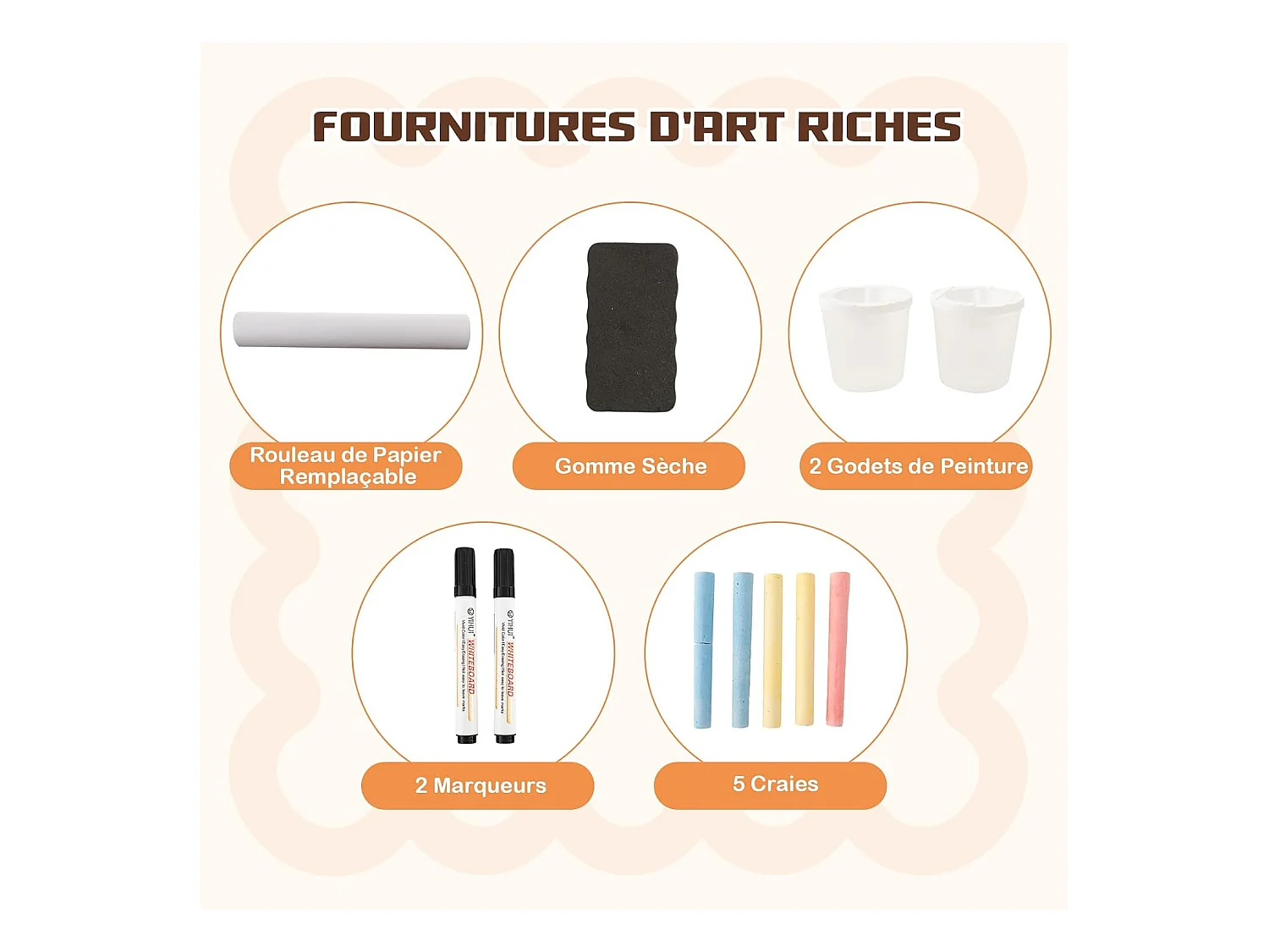 2 en 1 Bureau Enfants en Bois avec Banc & Etagères, Tableau Enfant Double Face Réglable avec Rouleau de Papier & 5 Craies, Table à Dessin Enfants de 3 Ans+, Charge 50kg (Café)