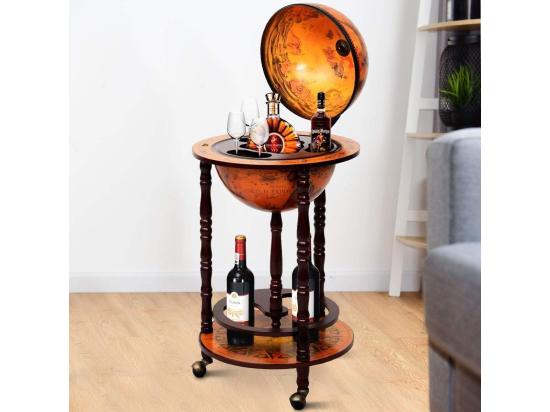 vente unique Bar Globe Terrestre Vintage Mappemonde en Bois d'Eucalyptus Porte-Bouteilles 16e Siècle Ajout Une Décoration Rustique pour Votre Maison