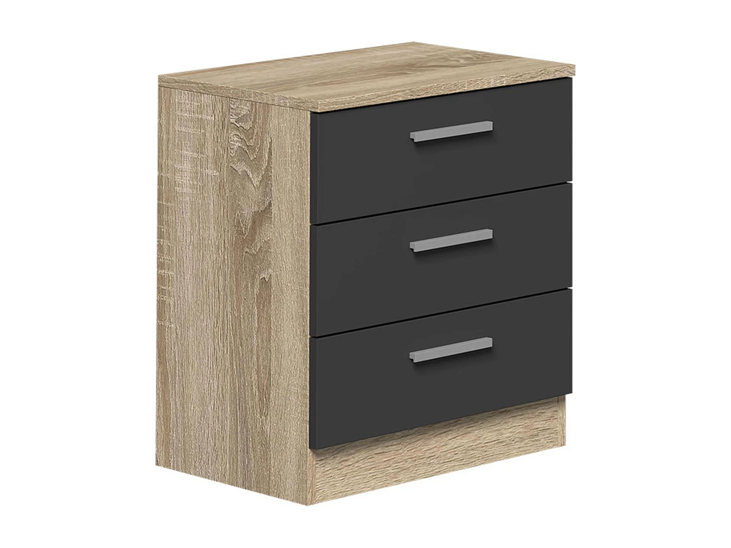 BricoExpo - Mesita de Noche, Mesilla de Dormitorio, Color Cambrian y Grafito, Medidas: 50 cm (La) x 34,6 cm (Fo) x 55 cm (Al)