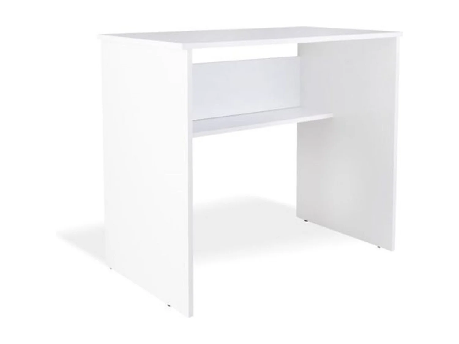 Mesa de Escritorio, Mesas para Ordenador, Acabada en Blanco, Mesa para Pc con balda interior, Medidas: 90 cm (Ancho) x 49,5 cm (Fondo) x 77 cm (Alto) - Meyvaser