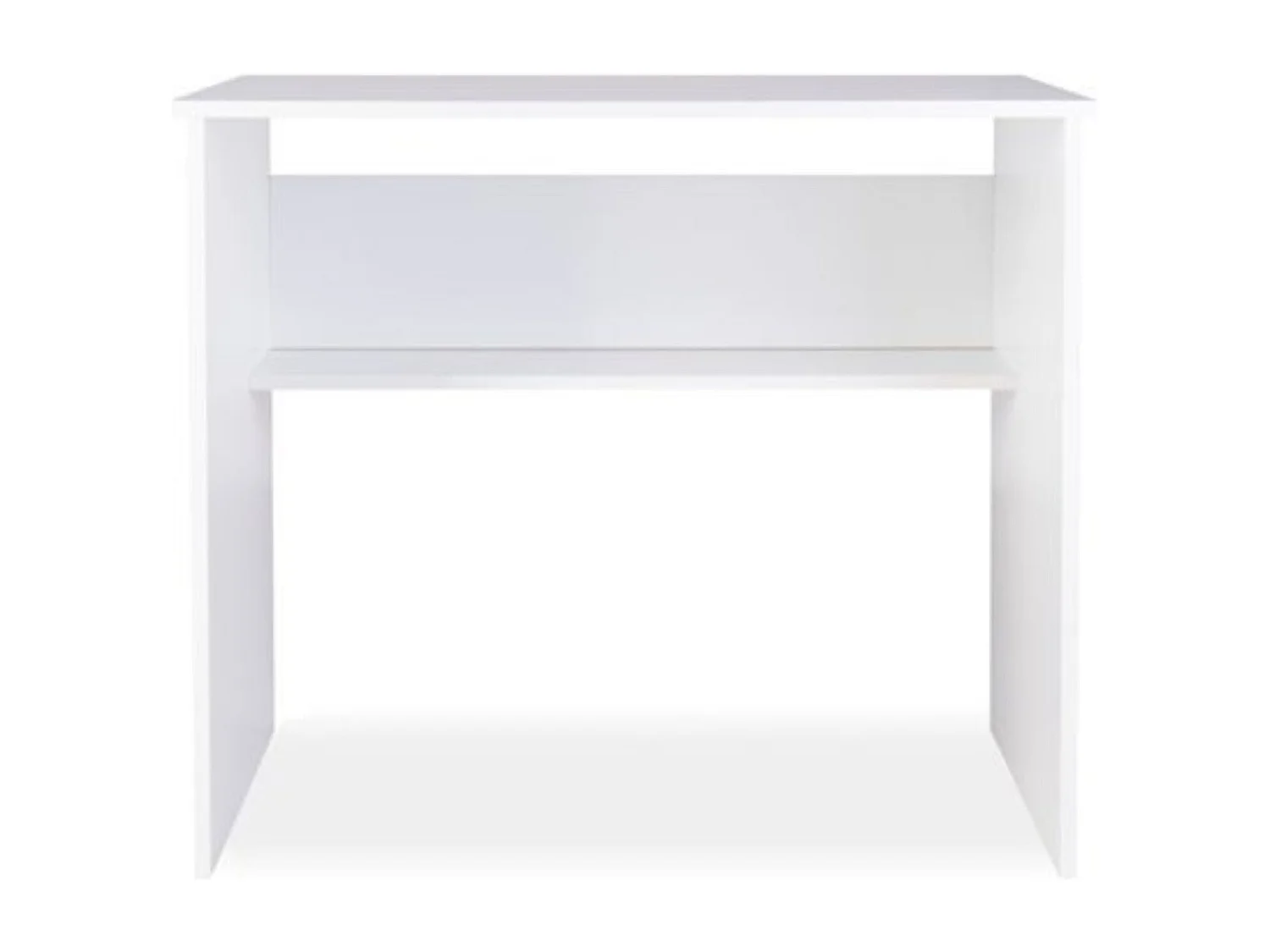 Mesa de Escritorio, Mesas para Ordenador, Acabada en Blanco, Mesa para Pc con balda interior, Medidas: 90 cm (Ancho) x 49,5 cm (Fondo) x 77 cm (Alto) - Meyvaser