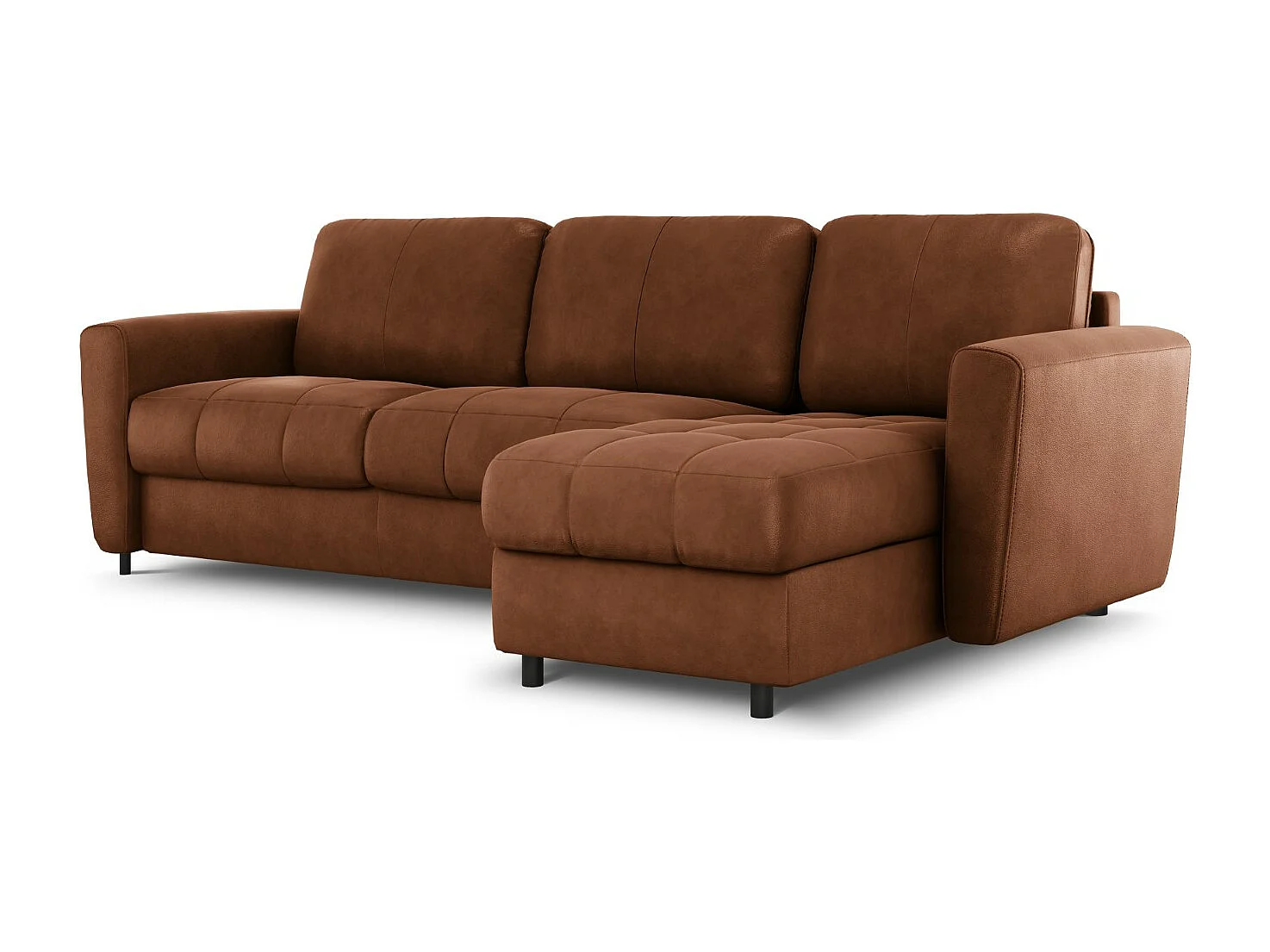 CXL by Christian Lacroix - Canapé d'angle droit convertible "Audra" 4 places en cuir véritable marron - 270x170x88cm