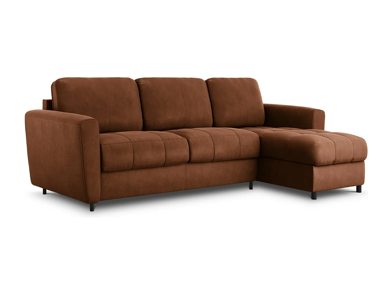 CXL by Christian Lacroix - Canapé d'angle droit convertible "Audra" 4 places en cuir véritable marron - 270x170x88cm