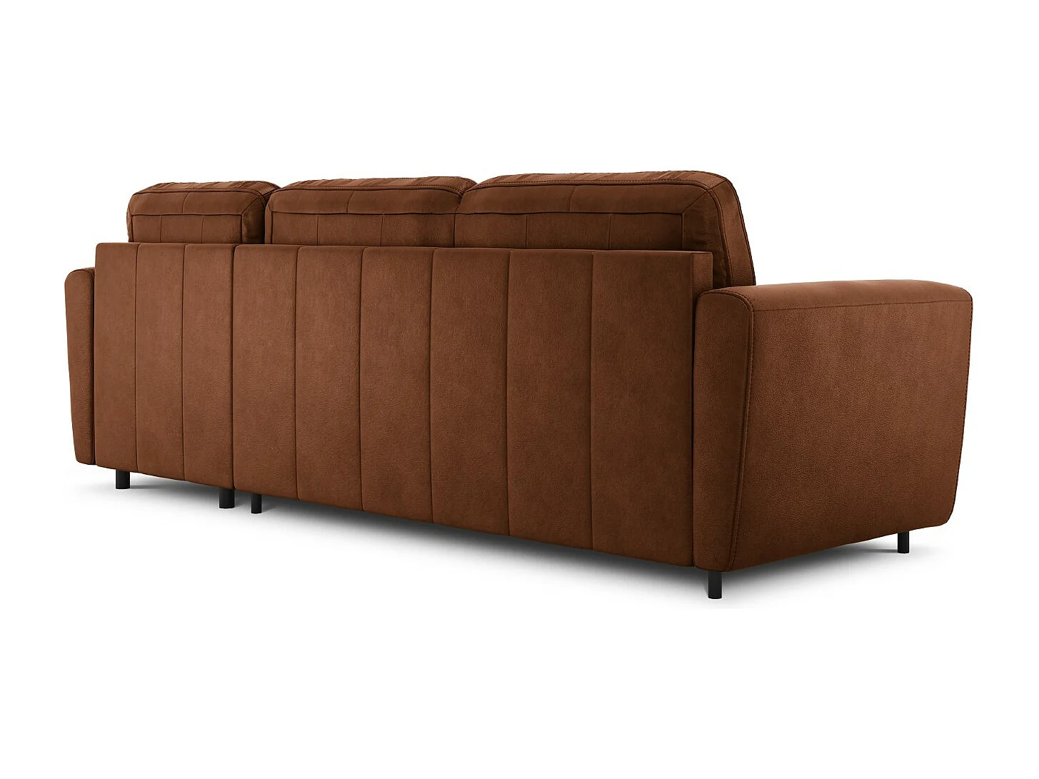 CXL by Christian Lacroix - Canapé d'angle droit convertible "Audra" 4 places en cuir véritable marron - 270x170x88cm