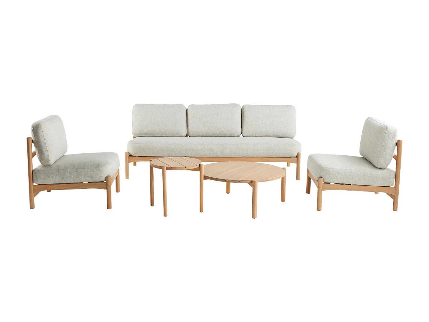 Set da giardino in legno di acacia, 5 posti, beige