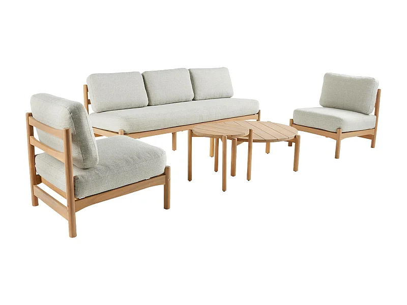 Set da giardino in legno di acacia, 5 posti, beige