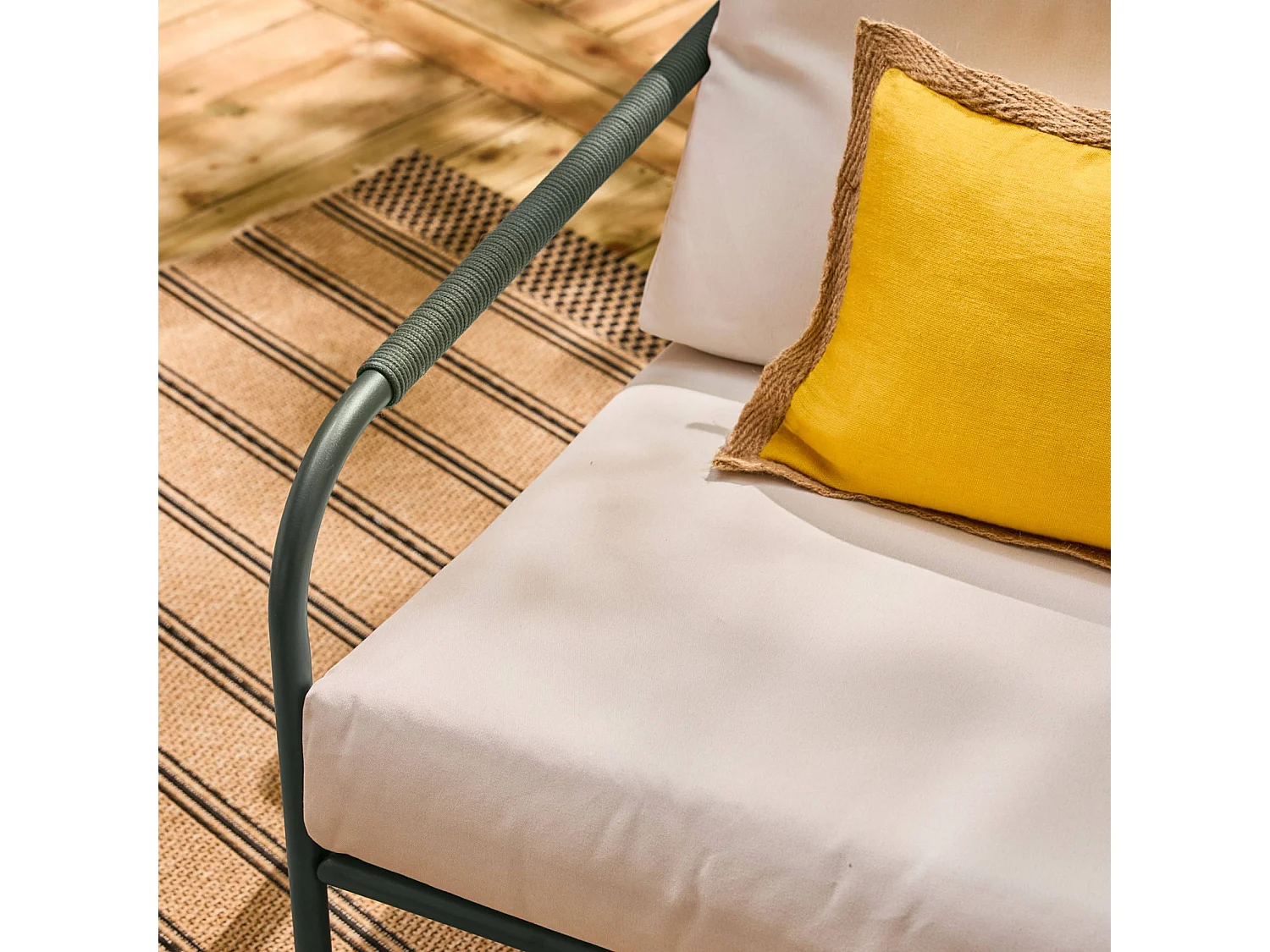 Set da giardino in acciaio, 7 persone, verde kaki