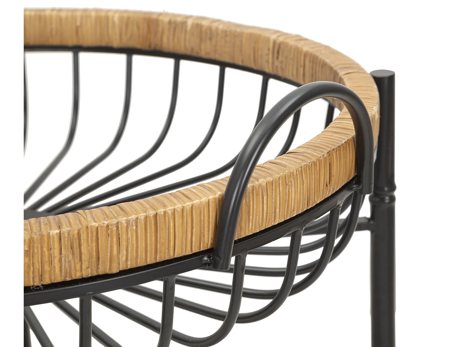 Carrello doppio in ferro e legno nero e marrone cm 57x55,5x62,5