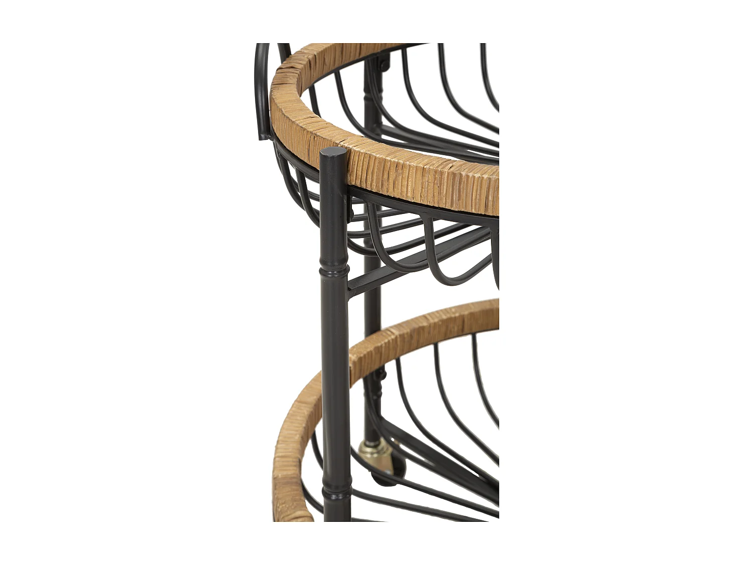 Carrello doppio in ferro e legno nero e marrone cm 57x55,5x62,5