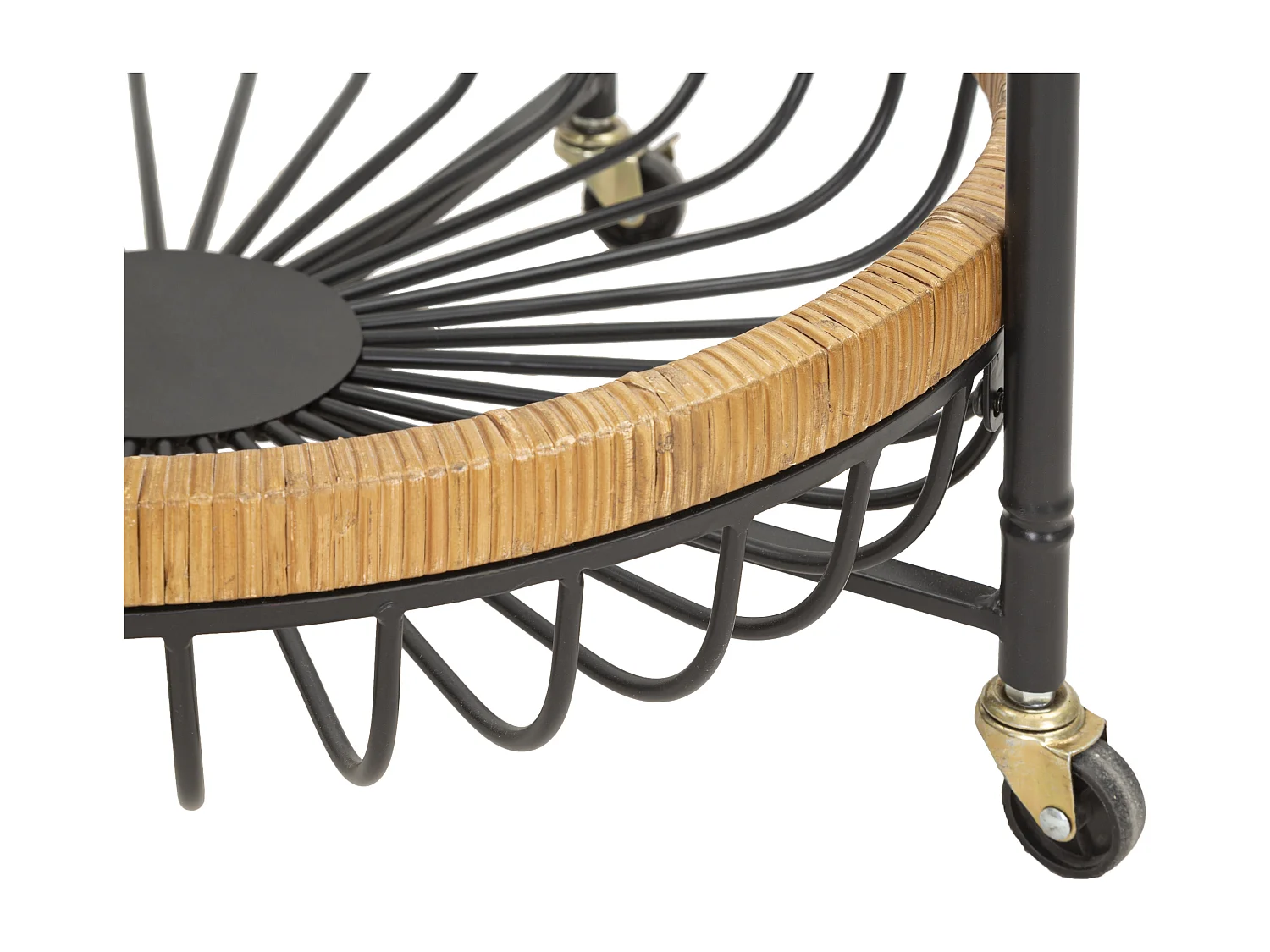 Desserte de Cuisine à Roulettes "Cebu" 62cm Noir & Naturel