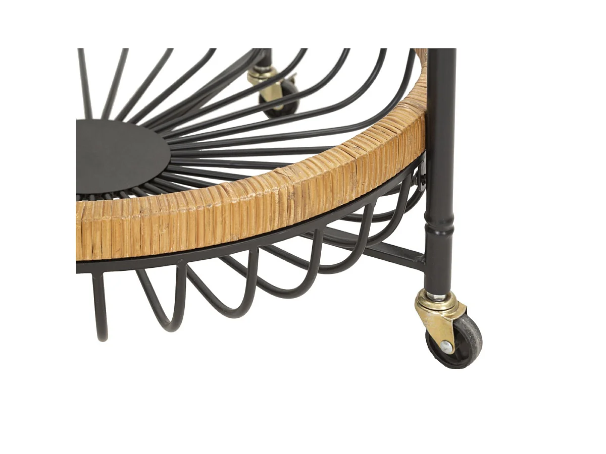 Carrito doble de hierro y madera, negro y marrón, 57x55,5x62,5 cm