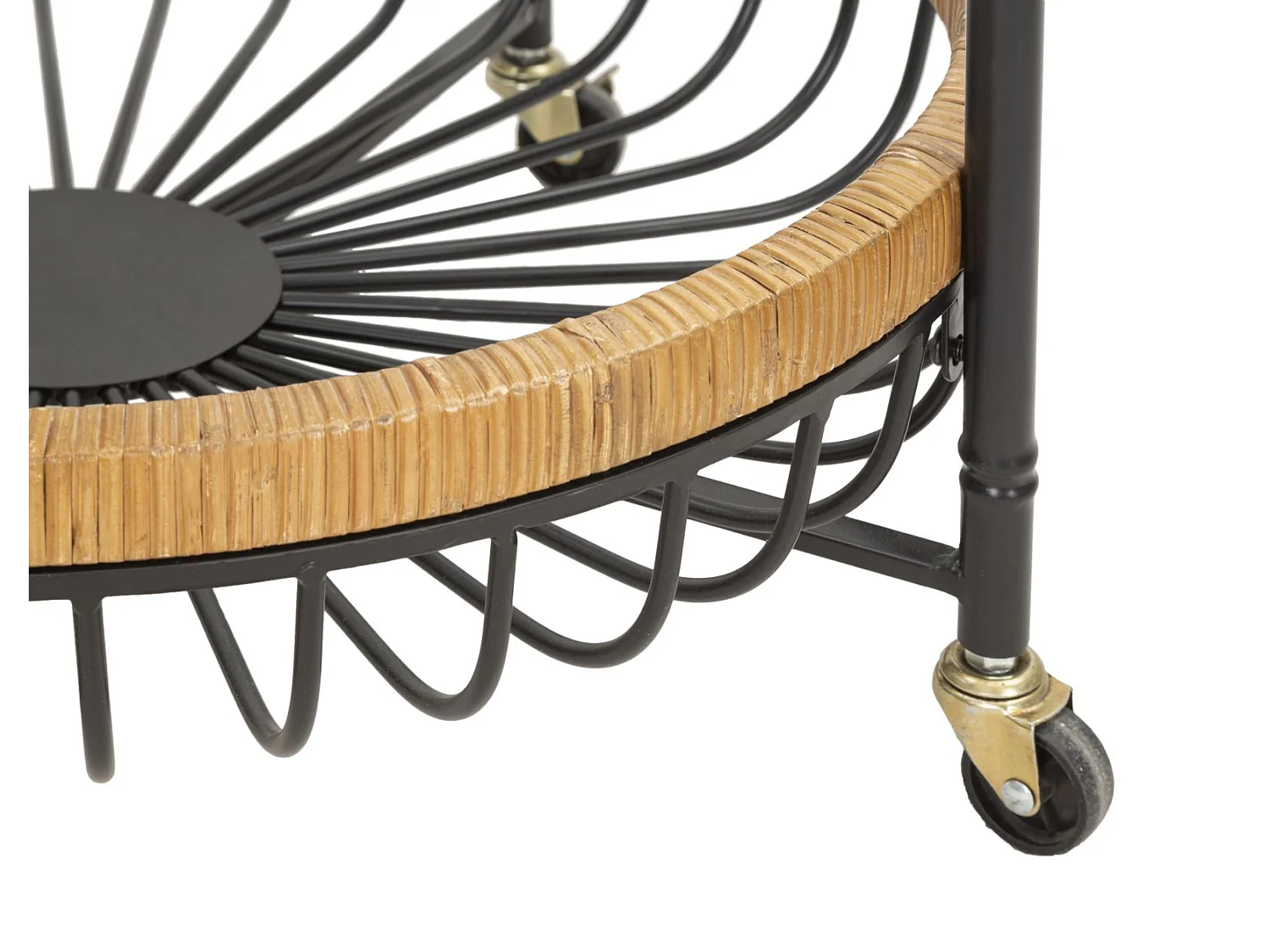 Carrito doble de hierro y madera, negro y marrón, 57x55,5x62,5 cm
