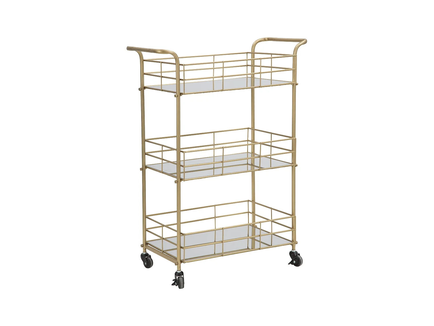 Carrello simmetrico rettangolare in metallo dorato cm 60x30,5x80
