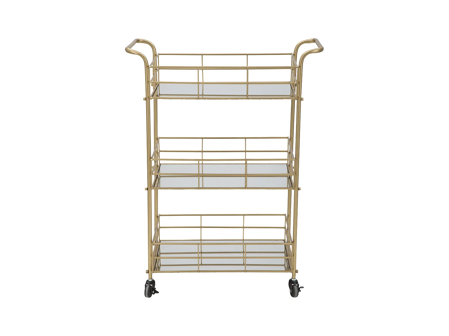 Carrello simmetrico rettangolare in metallo dorato cm 60x30,5x80