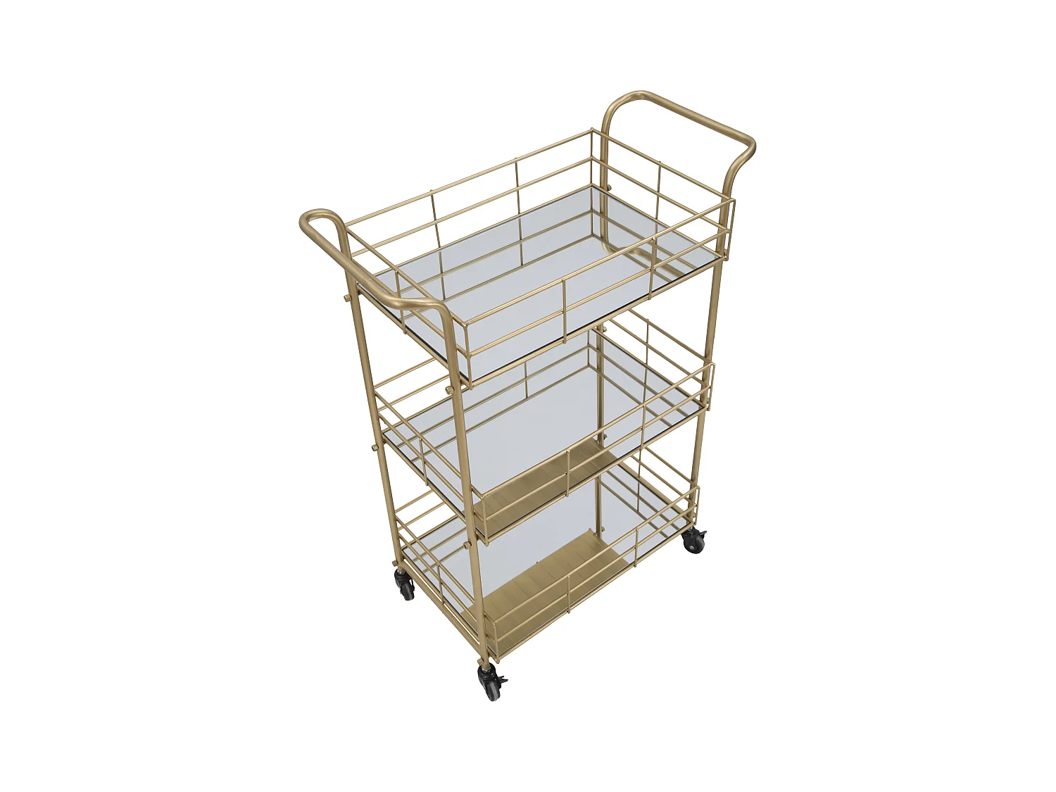 Carrello simmetrico rettangolare in metallo dorato cm 60x30,5x80