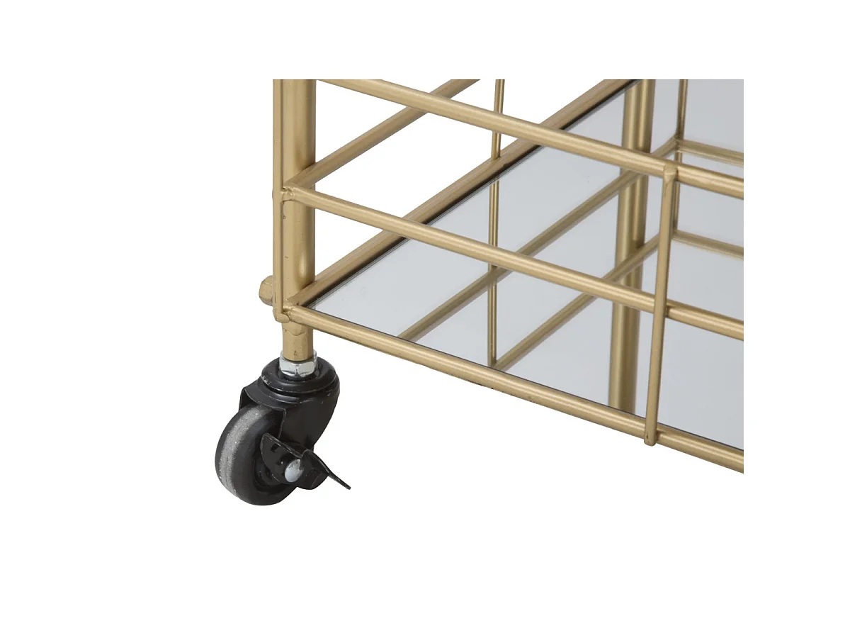 Carrito de bar rectangular dorado con estantes de vidrio espejado Glammy