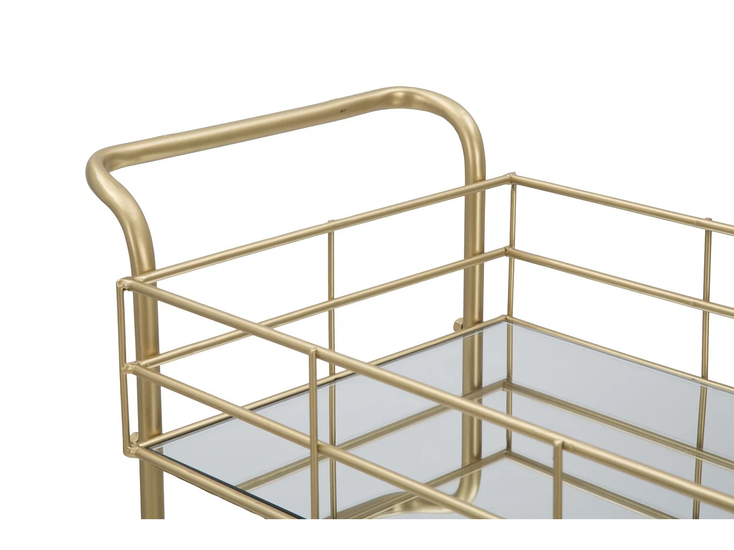 Carrito de bar rectangular dorado con estantes de vidrio espejado Glammy