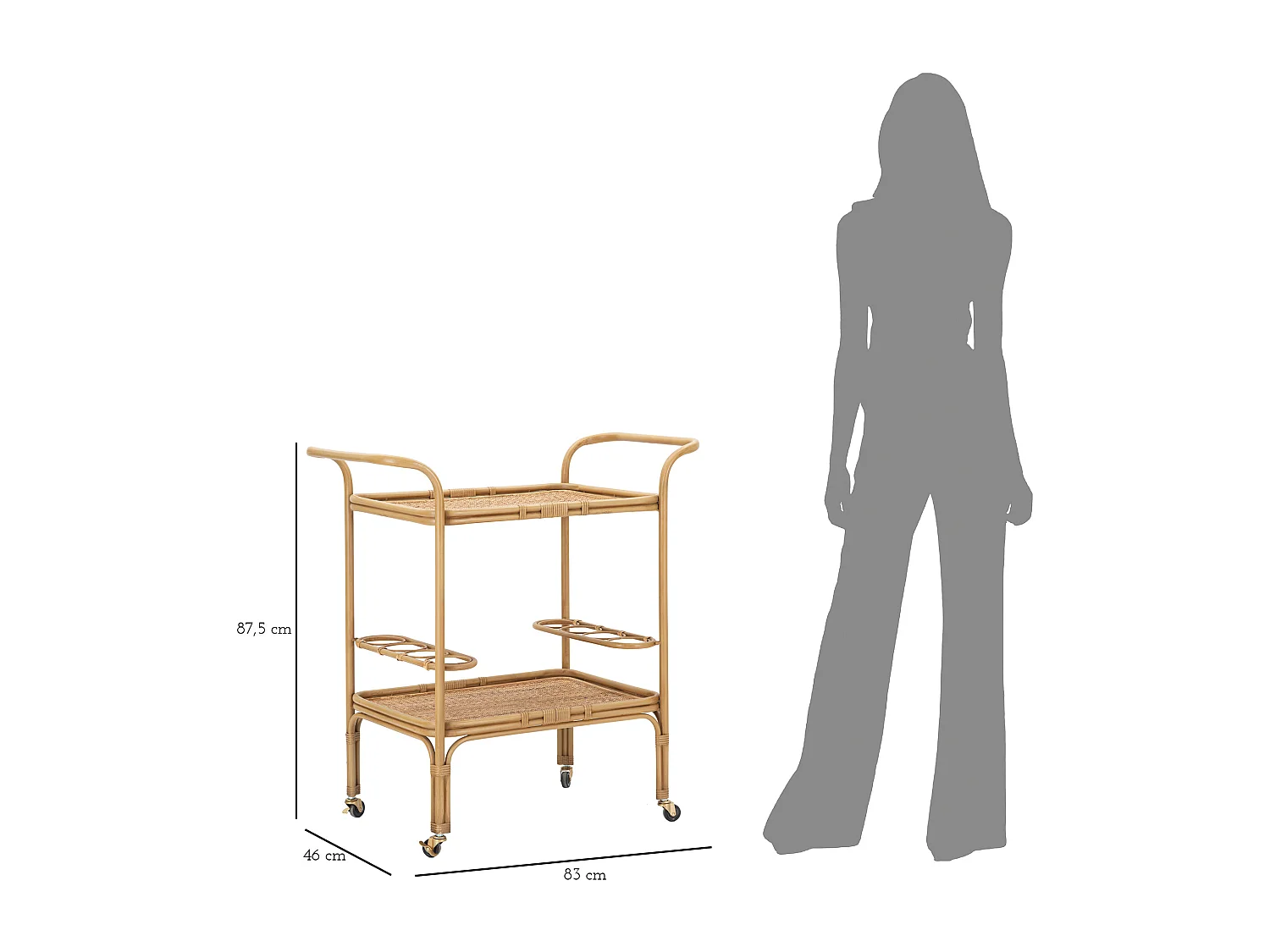 Carrello in metallo marrone cm 83x46x87,5