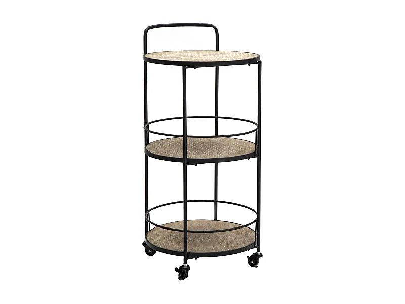 Carrello rotondo in metallo multicolore con 2 ripiani cm 40x41,5x82