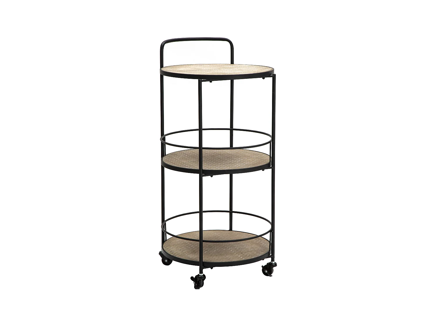Carrello rotondo in metallo multicolore con 2 ripiani cm 40x41,5x82