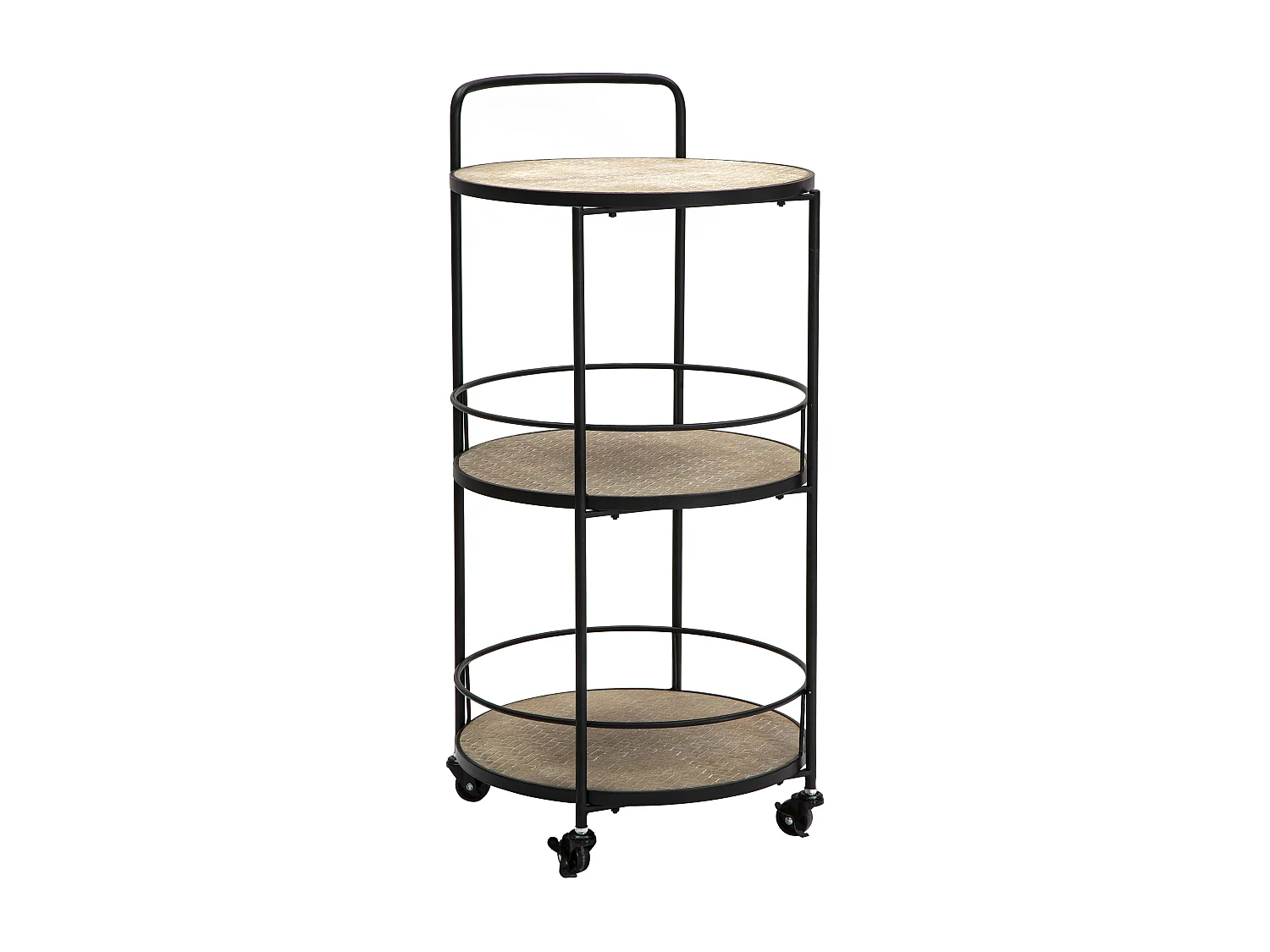 Carrello rotondo in metallo multicolore con 2 ripiani cm 40x41,5x82