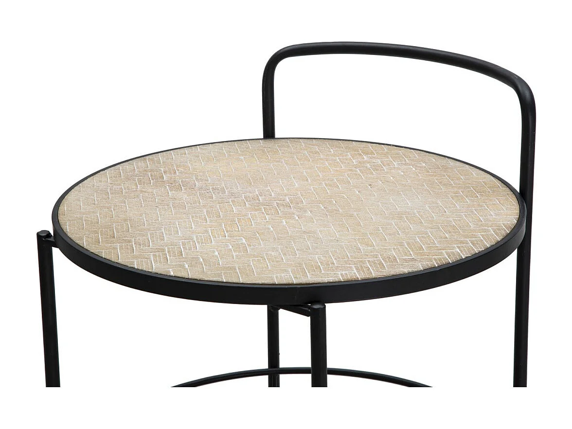 Ronde, veelkleurige metalen trolley met 2 planken, 40x41,5x82 cm