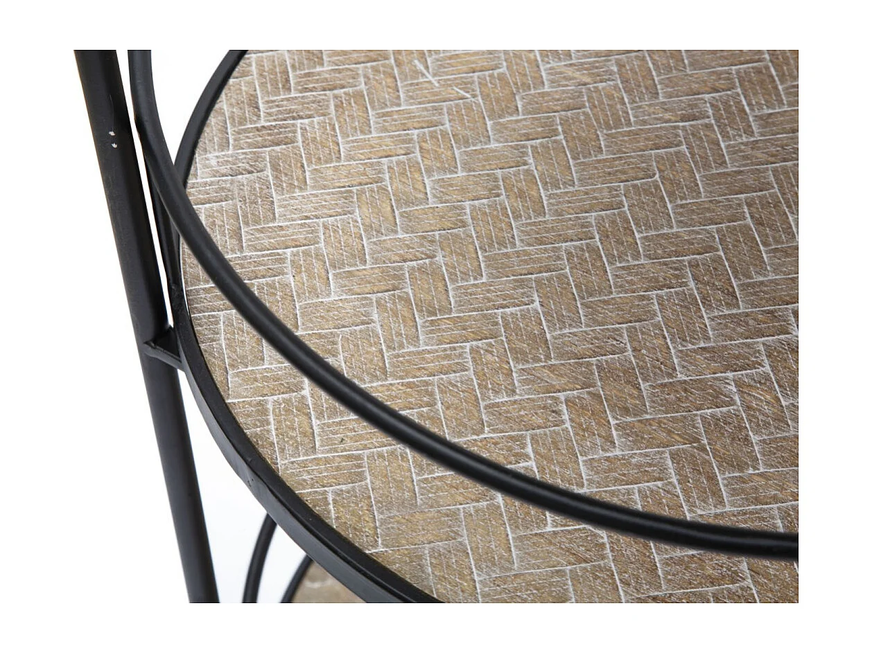 Ronde, veelkleurige metalen trolley met 2 planken, 40x41,5x82 cm