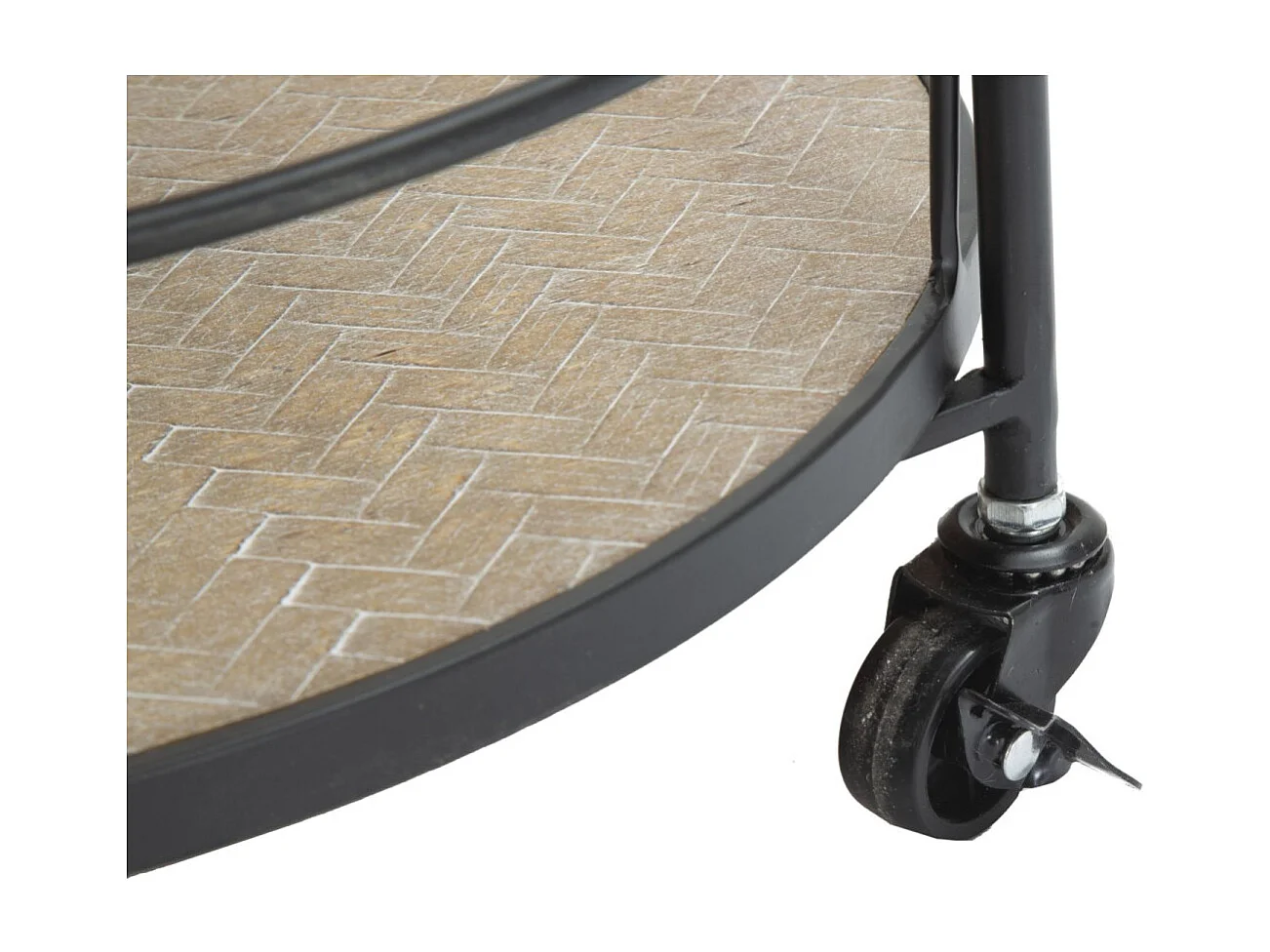 Ronde, veelkleurige metalen trolley met 2 planken, 40x41,5x82 cm