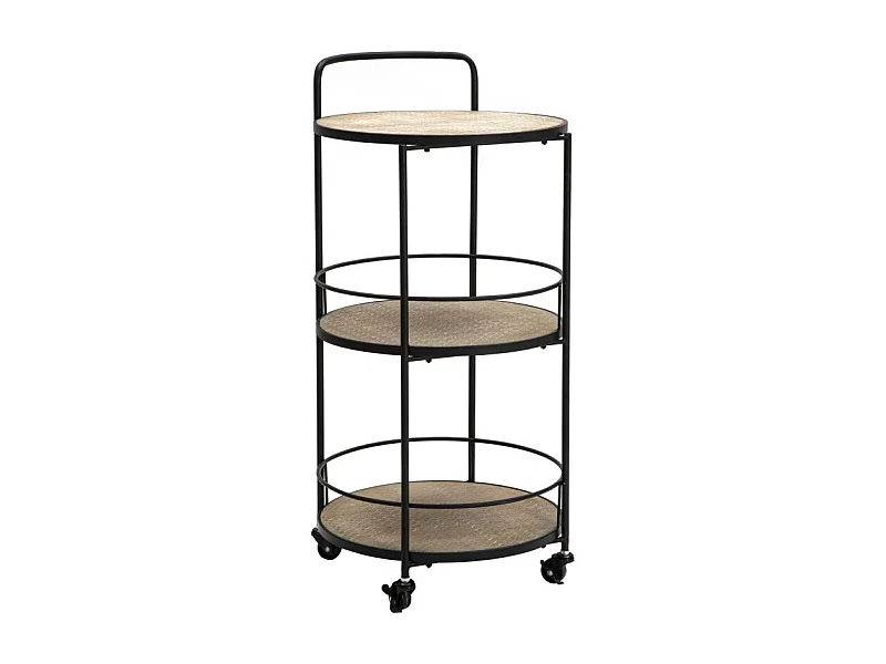 Desserte de Cuisine 3 Niveaux "Arex" 82cm Naturel & Noir