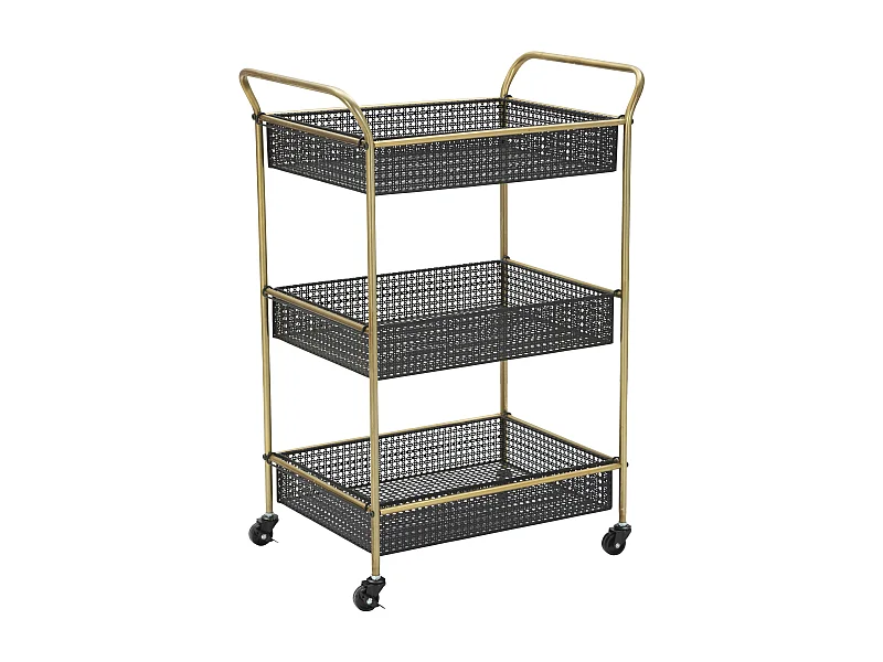 Carrello in metallo nero con 3 ripiani cm 56x37x81