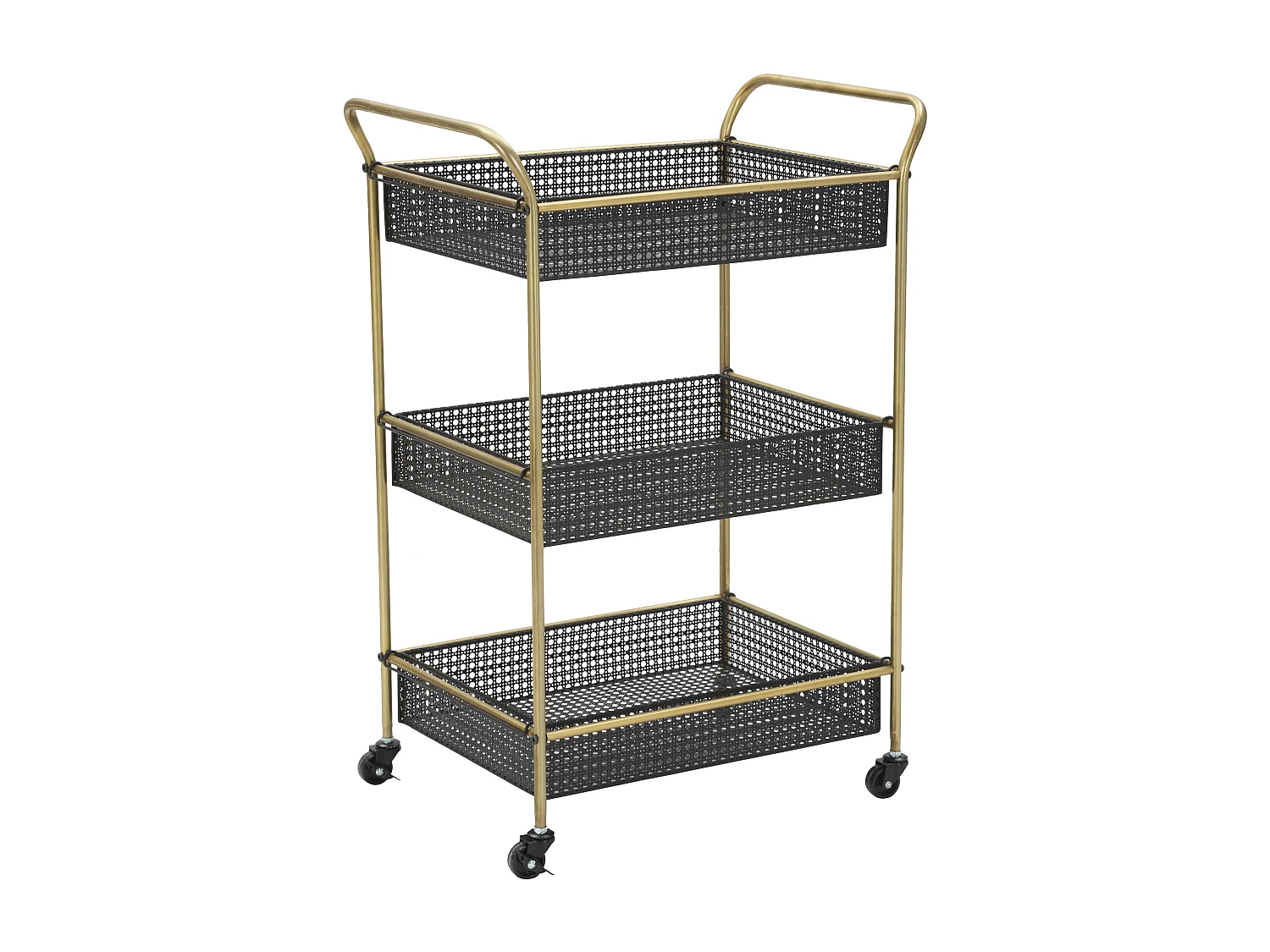 Carrello in metallo nero con 3 ripiani cm 56x37x81